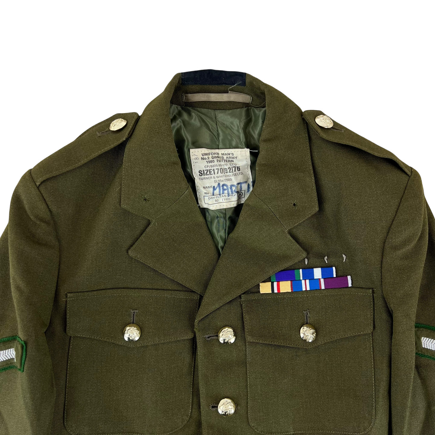 British Army 1980 Pattern No. 2 Olive Green Dress Jacket - Welsh Brigade - Small 170/92