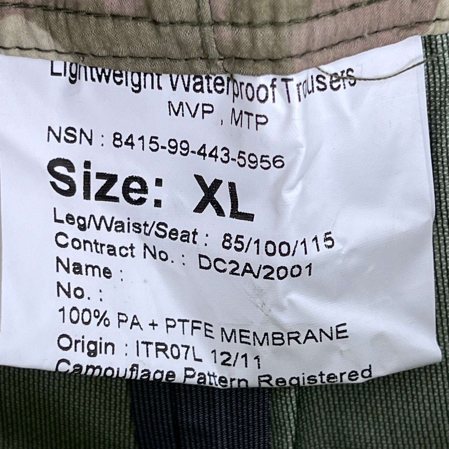 British Army Woodland MTP Camouflage MVP Waterproof Trousers - W42 L32.5