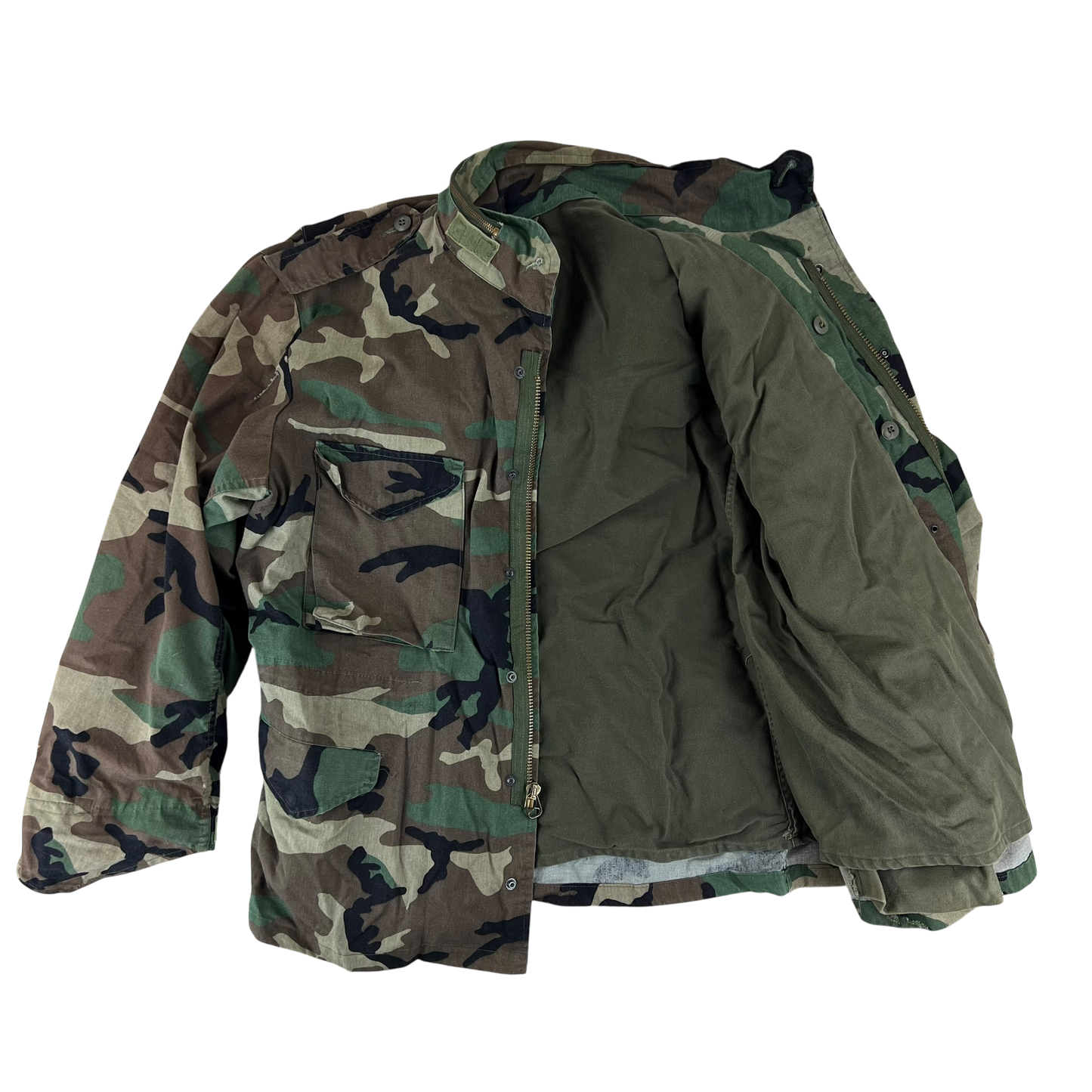 US Army M81 Woodland Camo M65 Cold Weather Field Coat - Large Regular