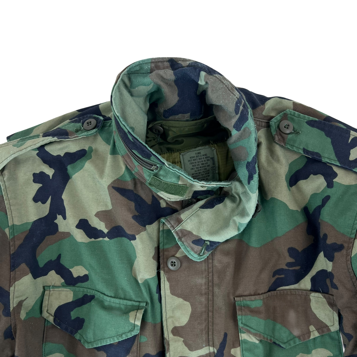 US Army M81 Woodland Camo M65 Cold Weather Field Coat w Liner - X Large