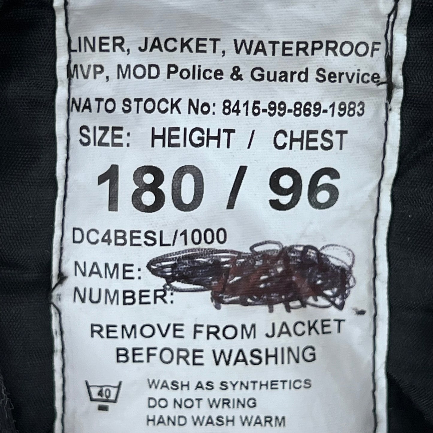 British Police / MoD Guard's Jacket Liner - Medium