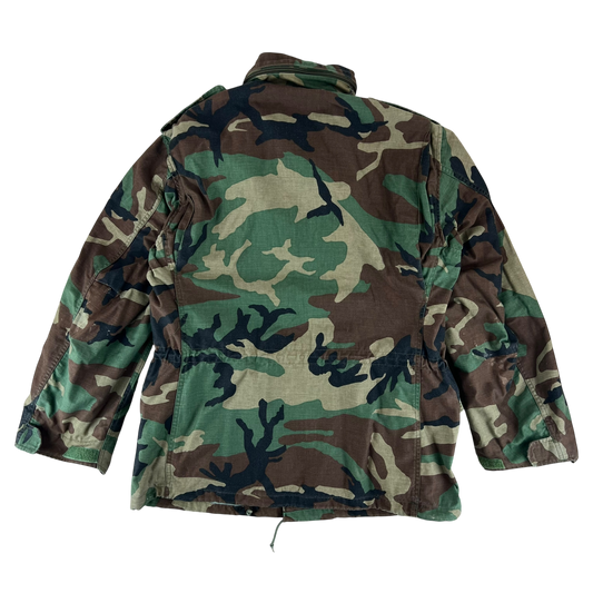 US Army M81 Woodland Camo M65 Cold Weather Field Coat - Large Long