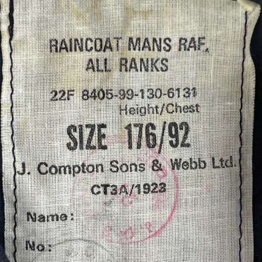 British RAF Raincoat Trench Coat - Medium 176/92