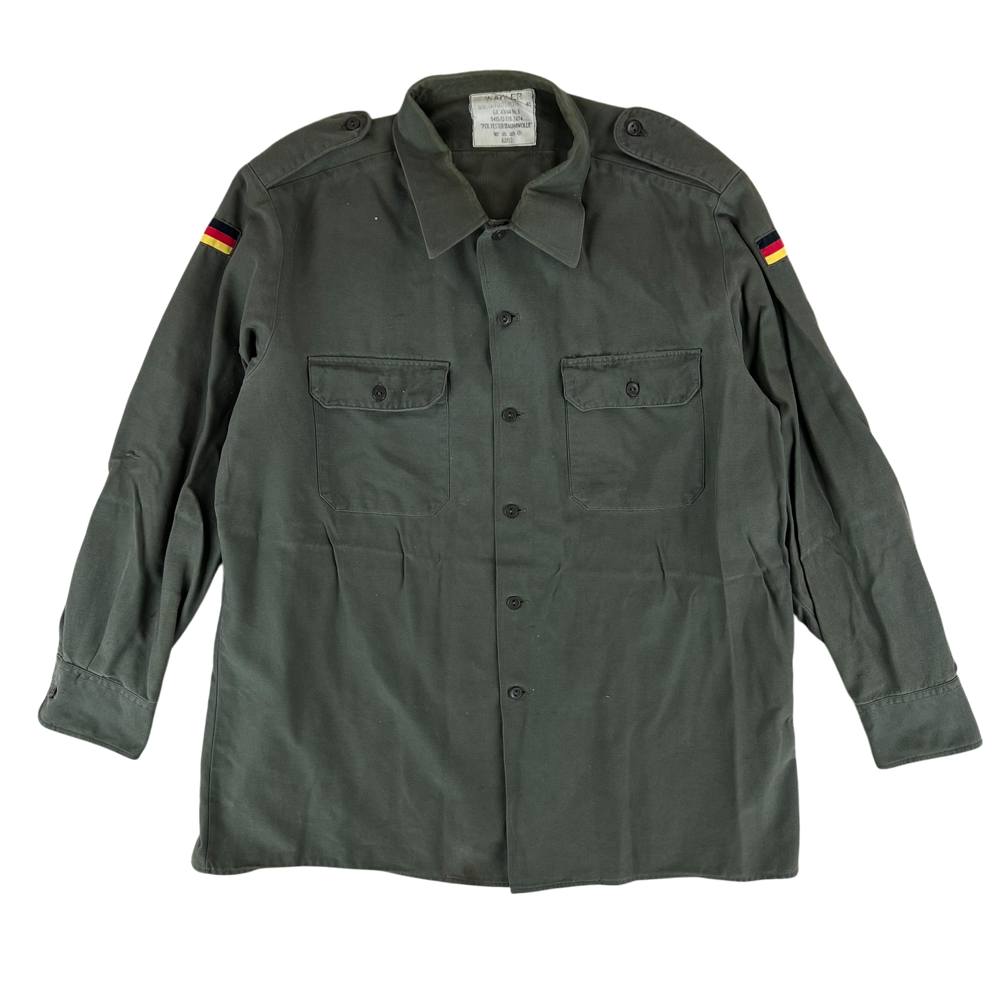German Army Olive Green Long Sleeve Field Shirt - Large
