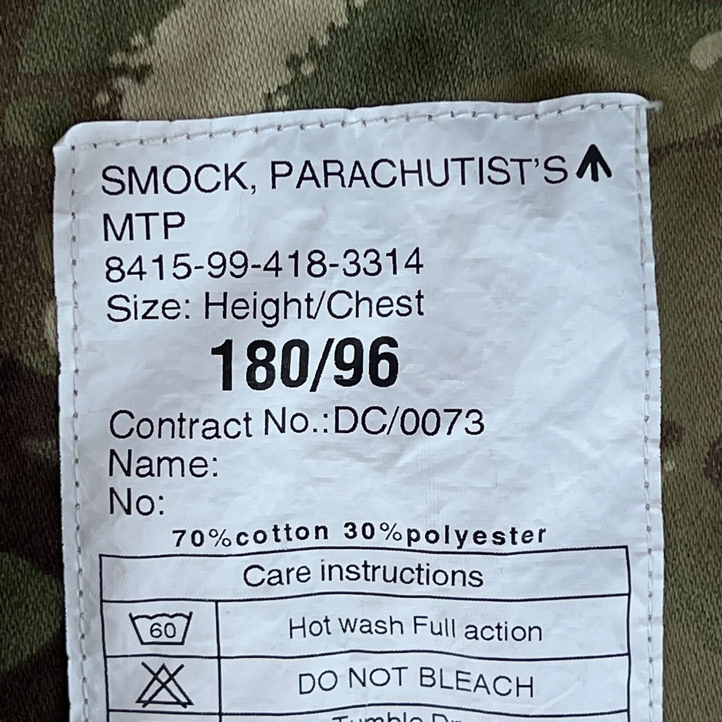 British Army Woodland MTP Camo Parachutist's Smock - Medium 180/96
