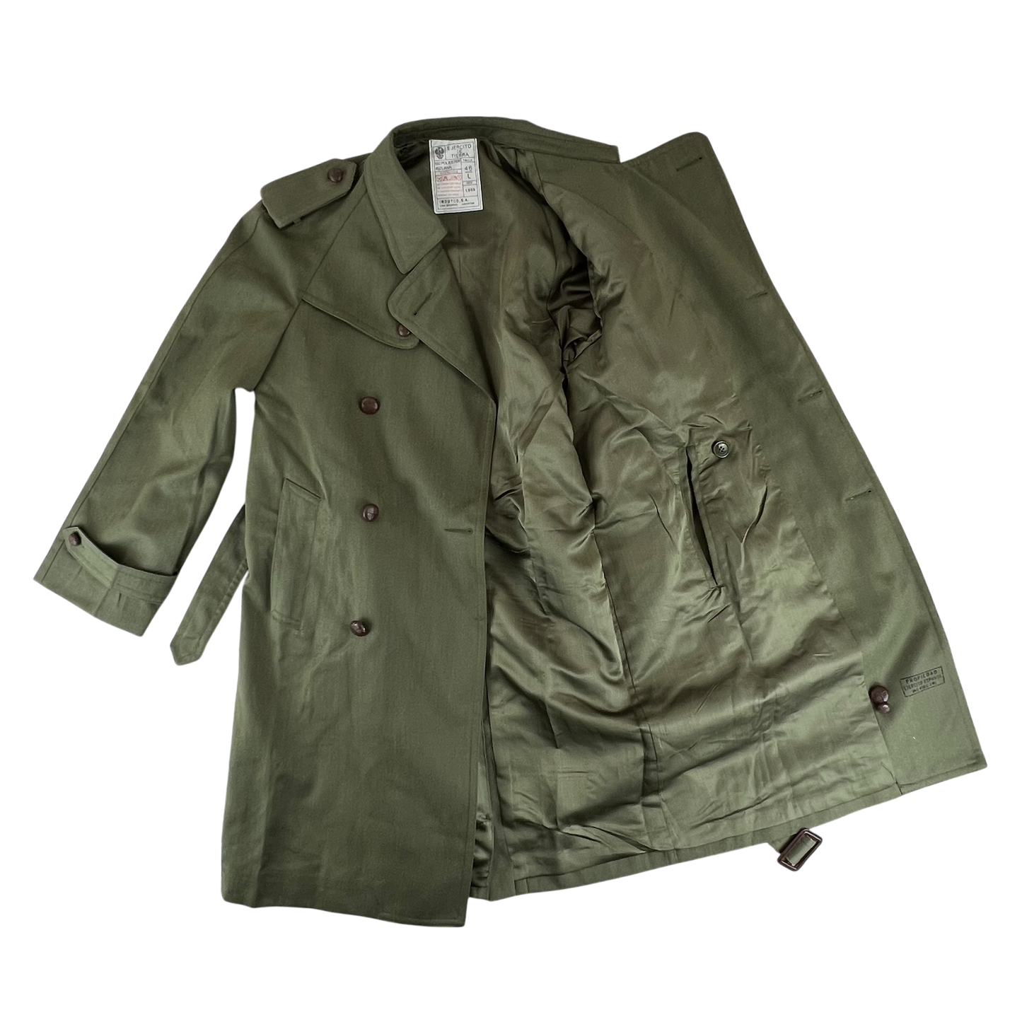Spanish Army 80s Green Trenchcoat - Large