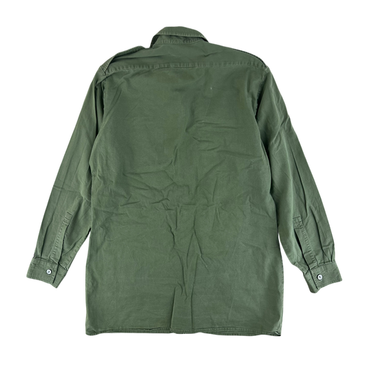 British Army Mens Olive Green Cotton Shirt Long Sleeve - Medium