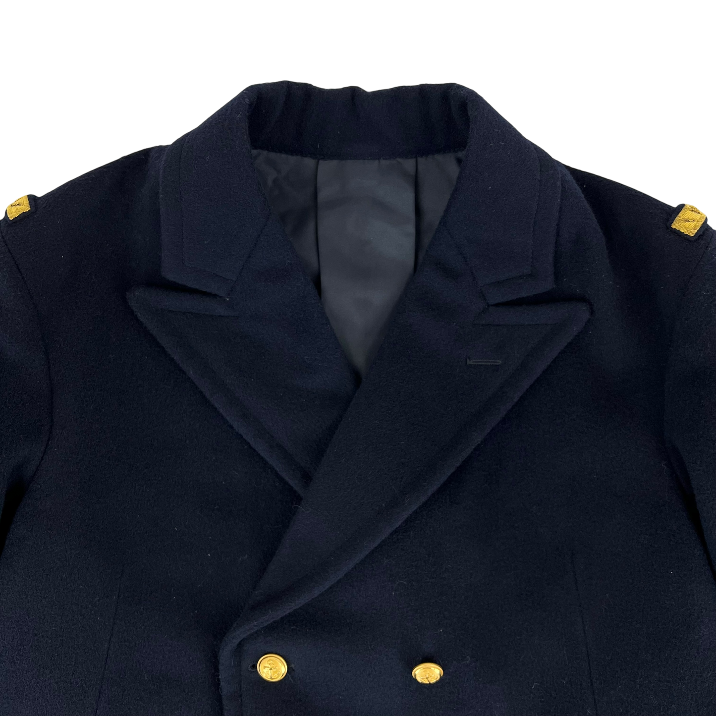 French Navy Black Greatcoat - Large