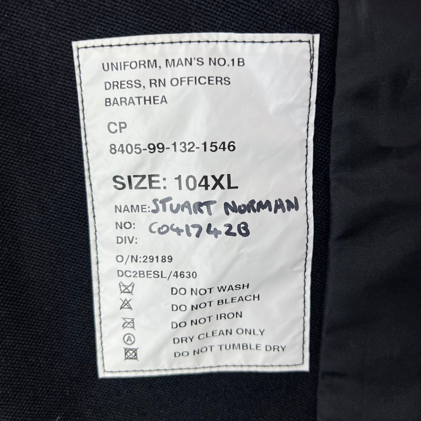 British Royal Navy Officer's No 1B Class 1 Dress Jacket - Large 104XL