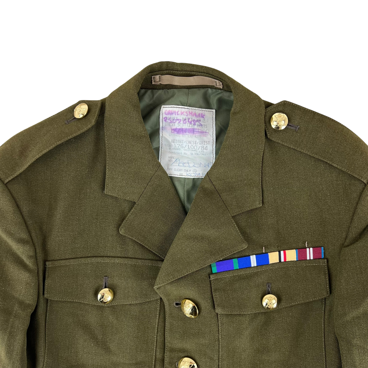 British Army No. 2 Dress Jacket Green 80s Scottish Pattern - Royal Regiment of Scotland - Medium 172/100