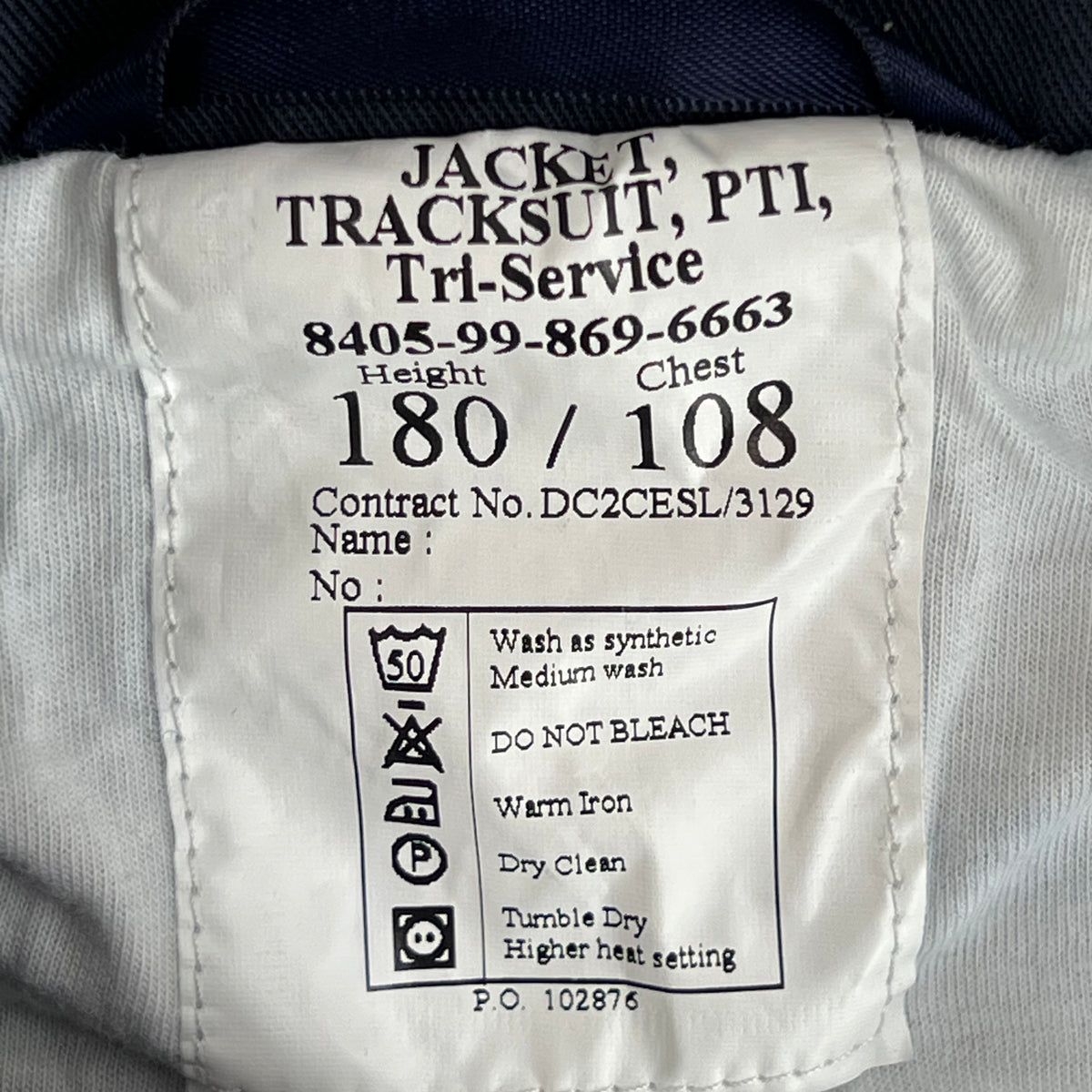 British Army / Tri-Services Navy Blue PTI Tracksuit Top Jacket - Large 180/108