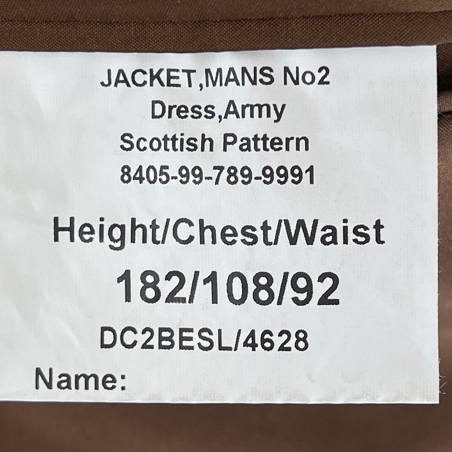 British Army No. 2 FAD Dress Jacket Scottish Pattern w Belt - Royal Regiment of Scotland - Large 182/108