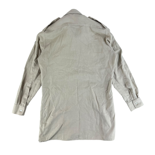 British Army Mens Fawn Cotton Shirt Long Sleeve - Small C37