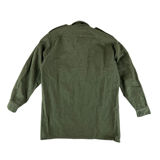 British Army Mens Olive Green Wool Shirt Long Sleeve - Medium