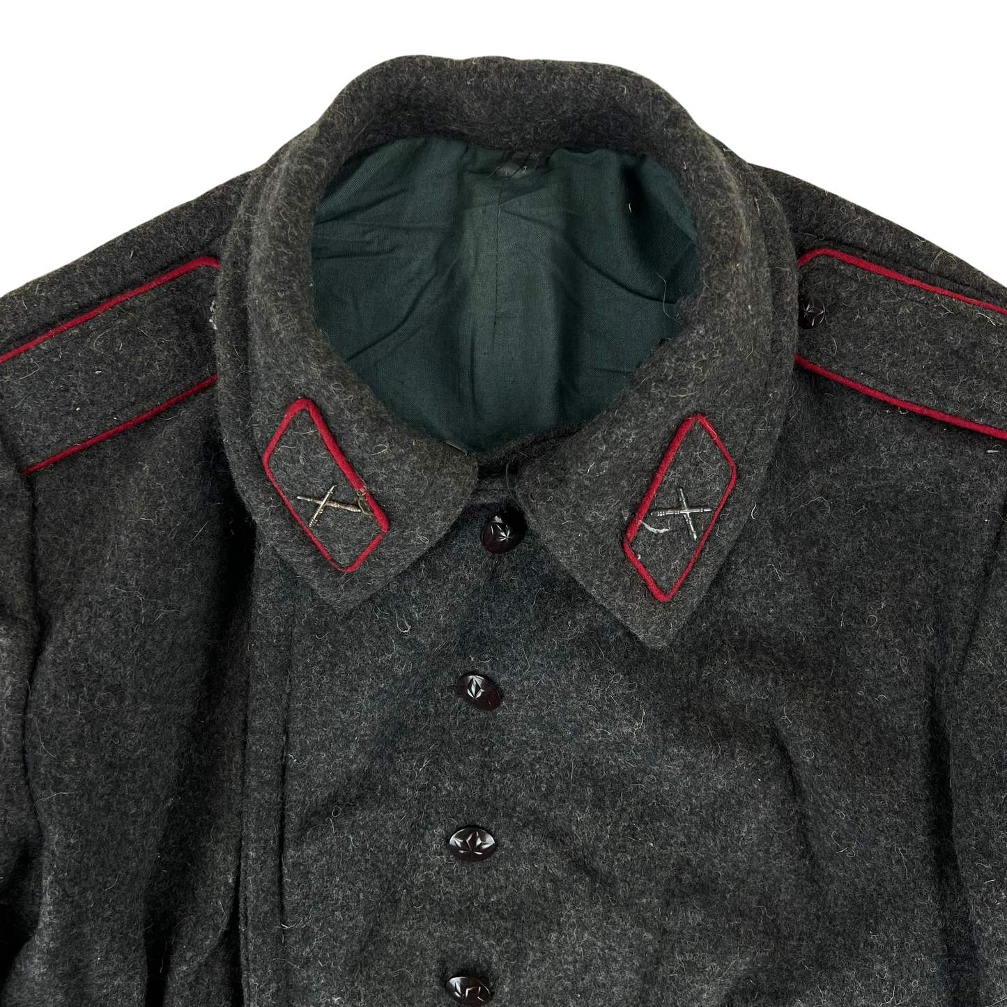 Bulgarian People's Army Grey Wool Greatcoat w Badges - Large