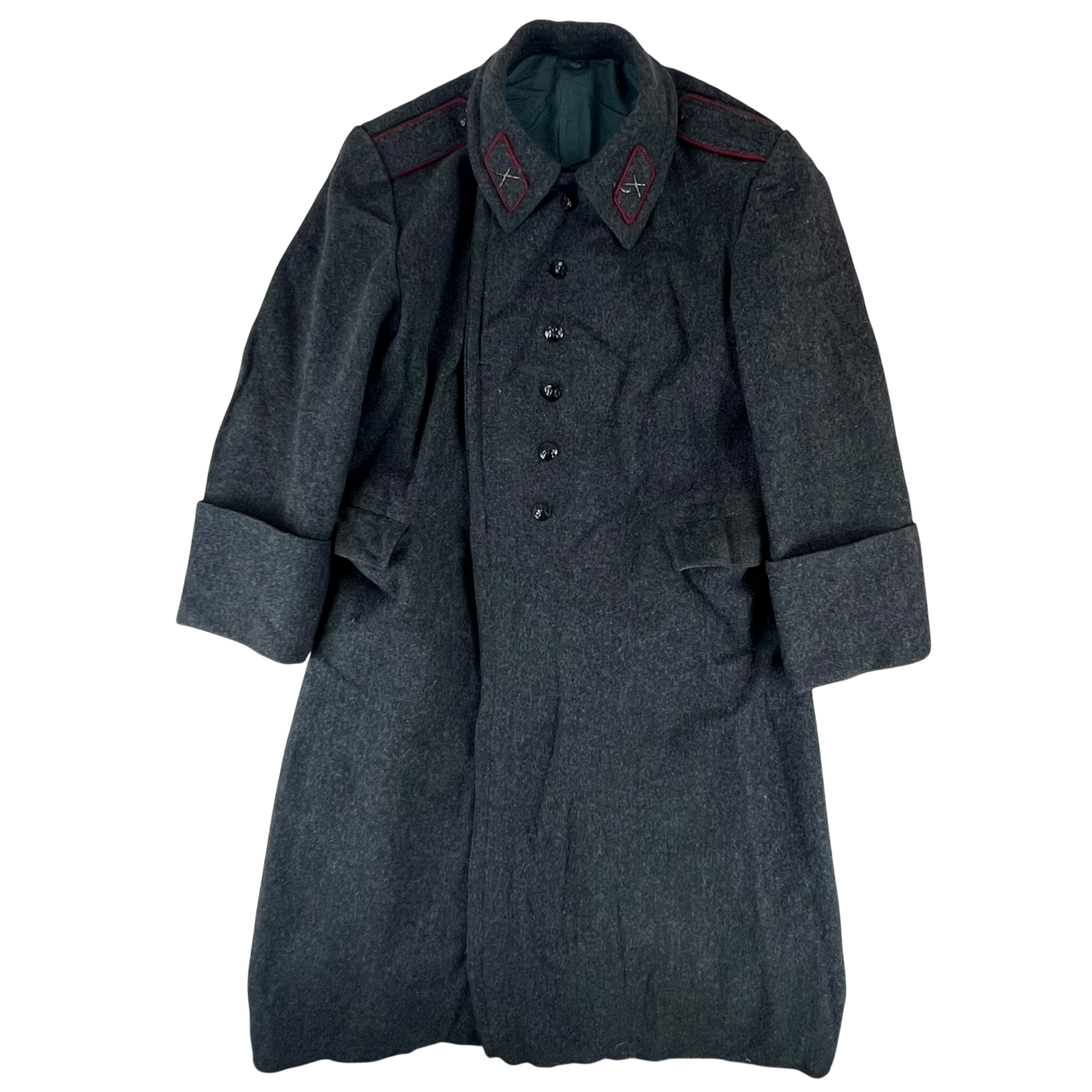 Bulgarian People's Army Grey Wool Greatcoat w Badges - Large