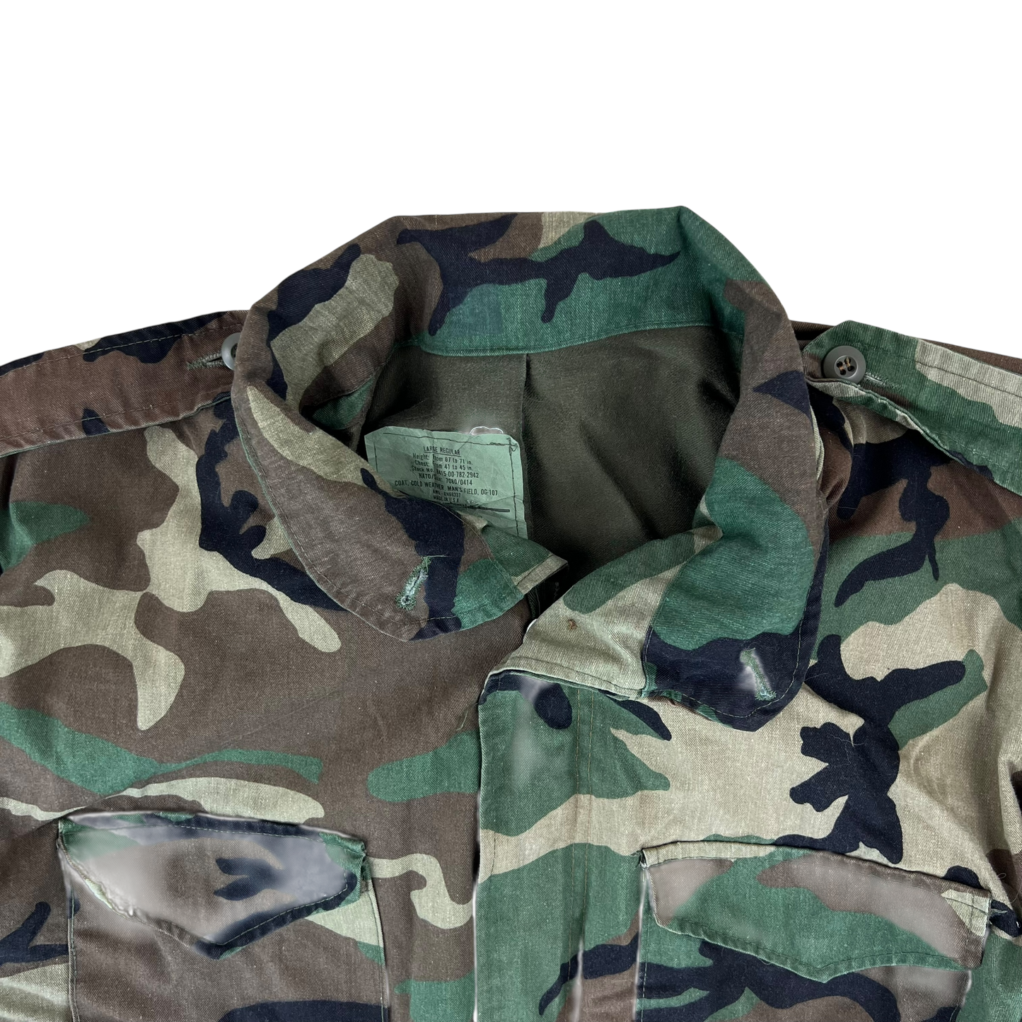 US Army M81 Woodland Camo M65 Cold Weather Field Coat - Large Regular