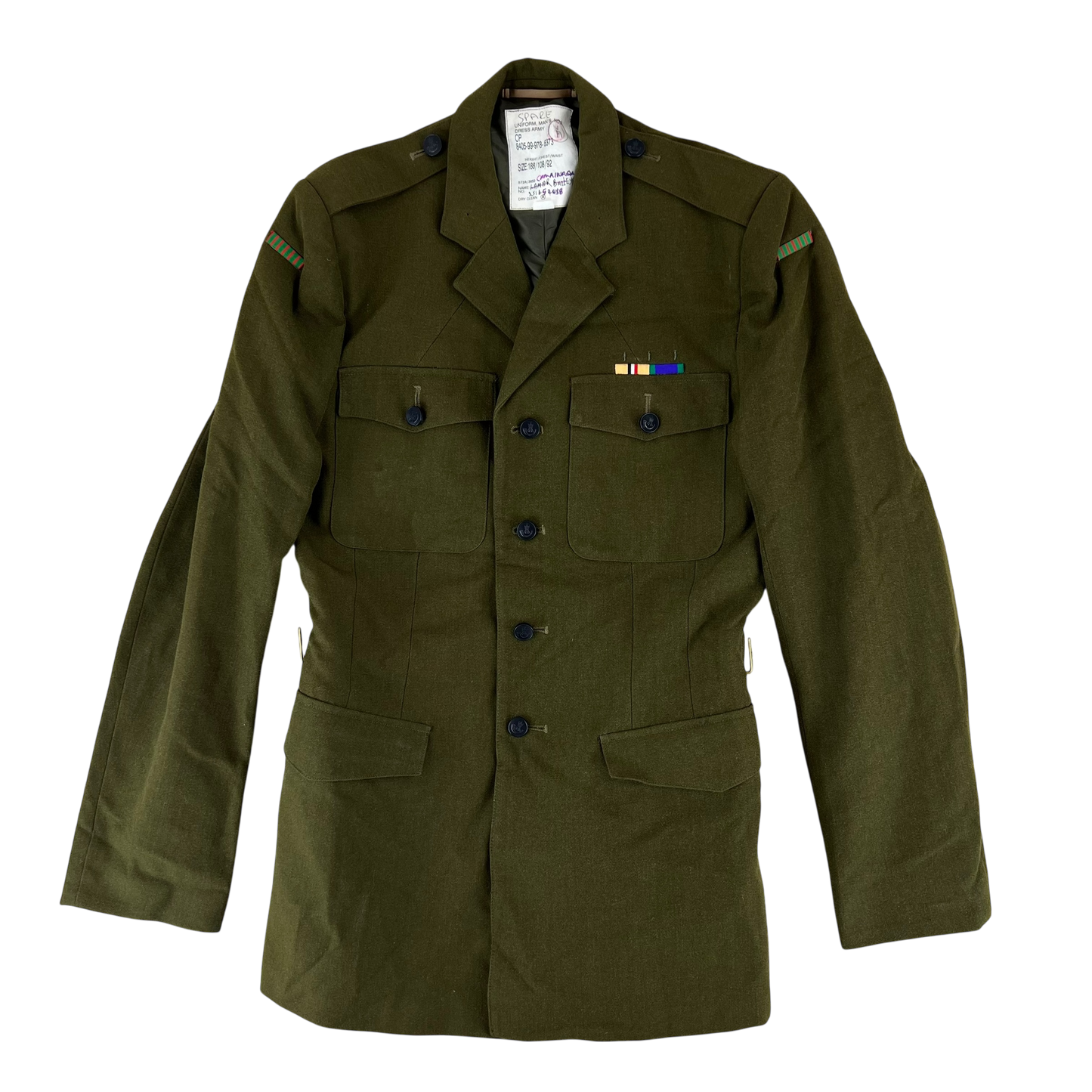 British Army 1980 Pattern No. 2 Olive Green Dress Jacket - Rifles Regiment - Large 188/104