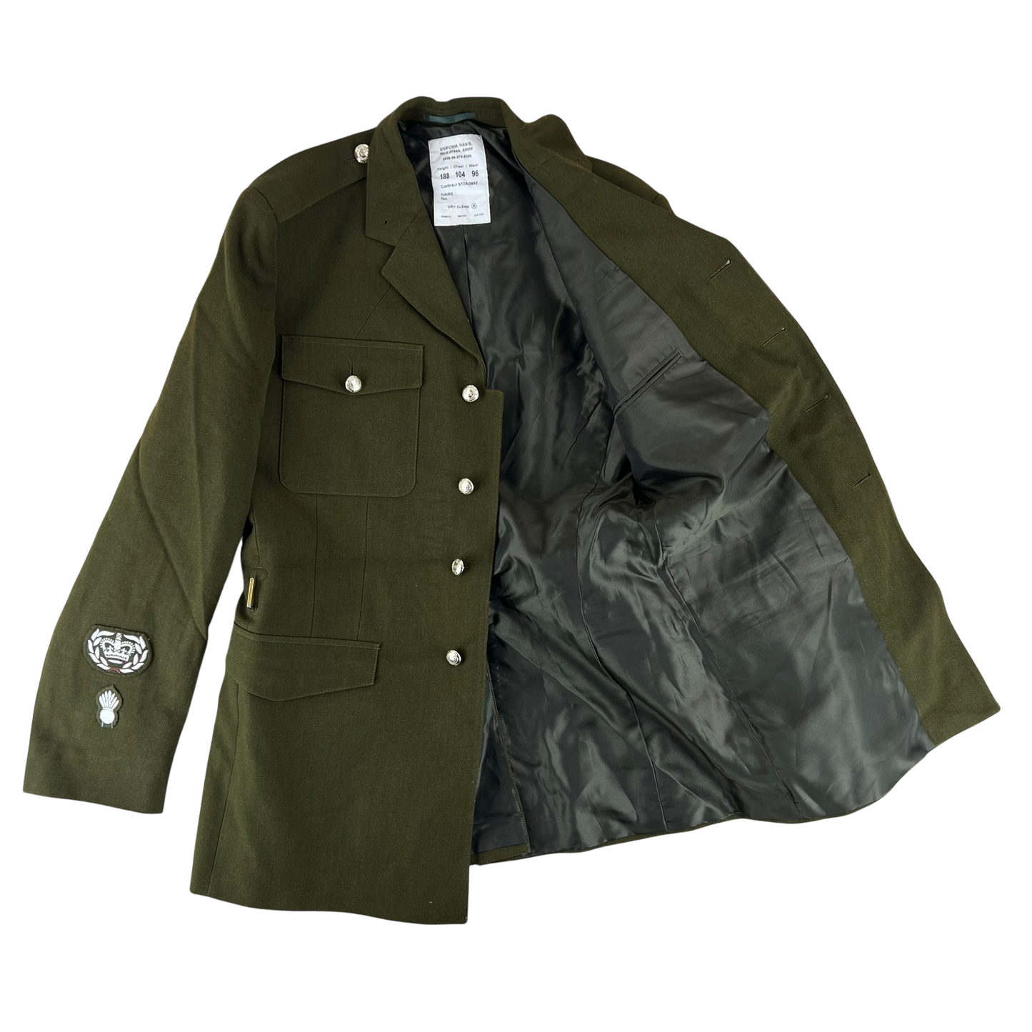 British Army 1980 Pattern No. 2 Olive Green Dress Jacket - Royal Engineers - Large 188/104
