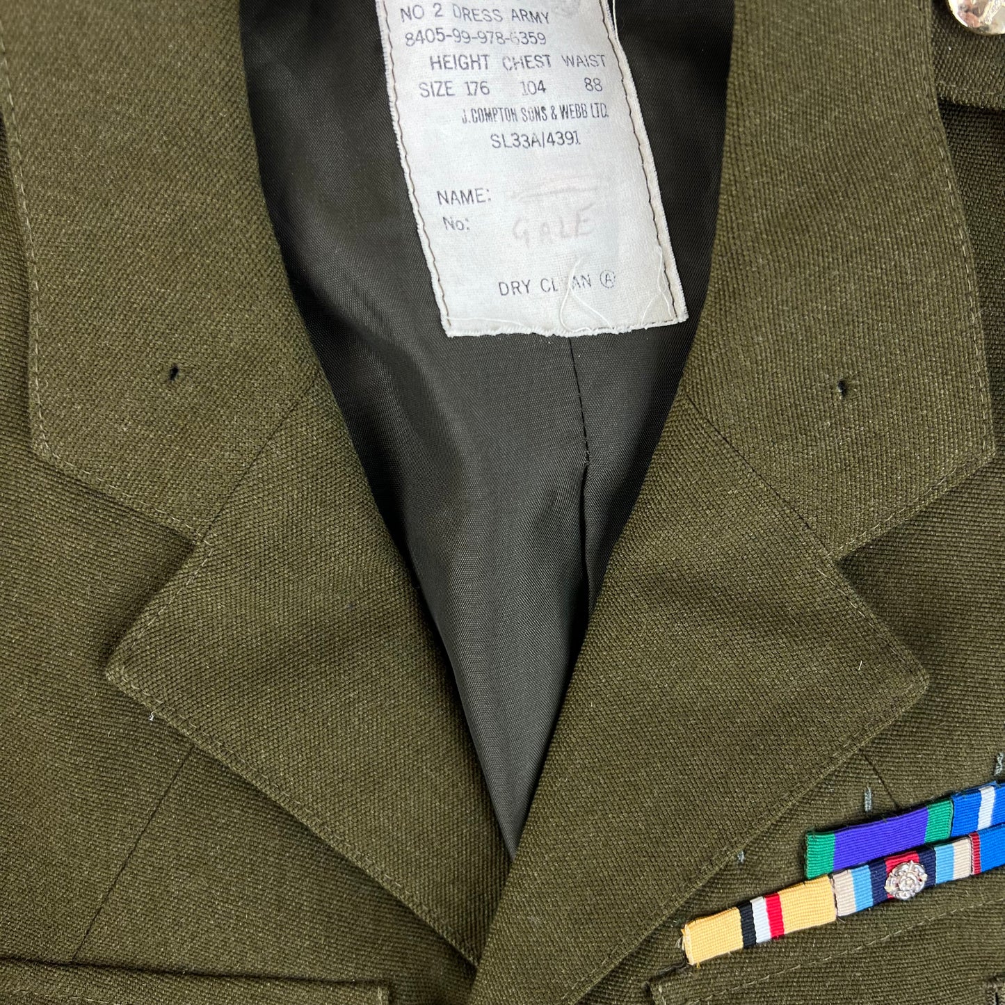 British Army 1980 Pattern No. 2 Olive Green Dress Jacket - Army Air Corps - Medium 176/104