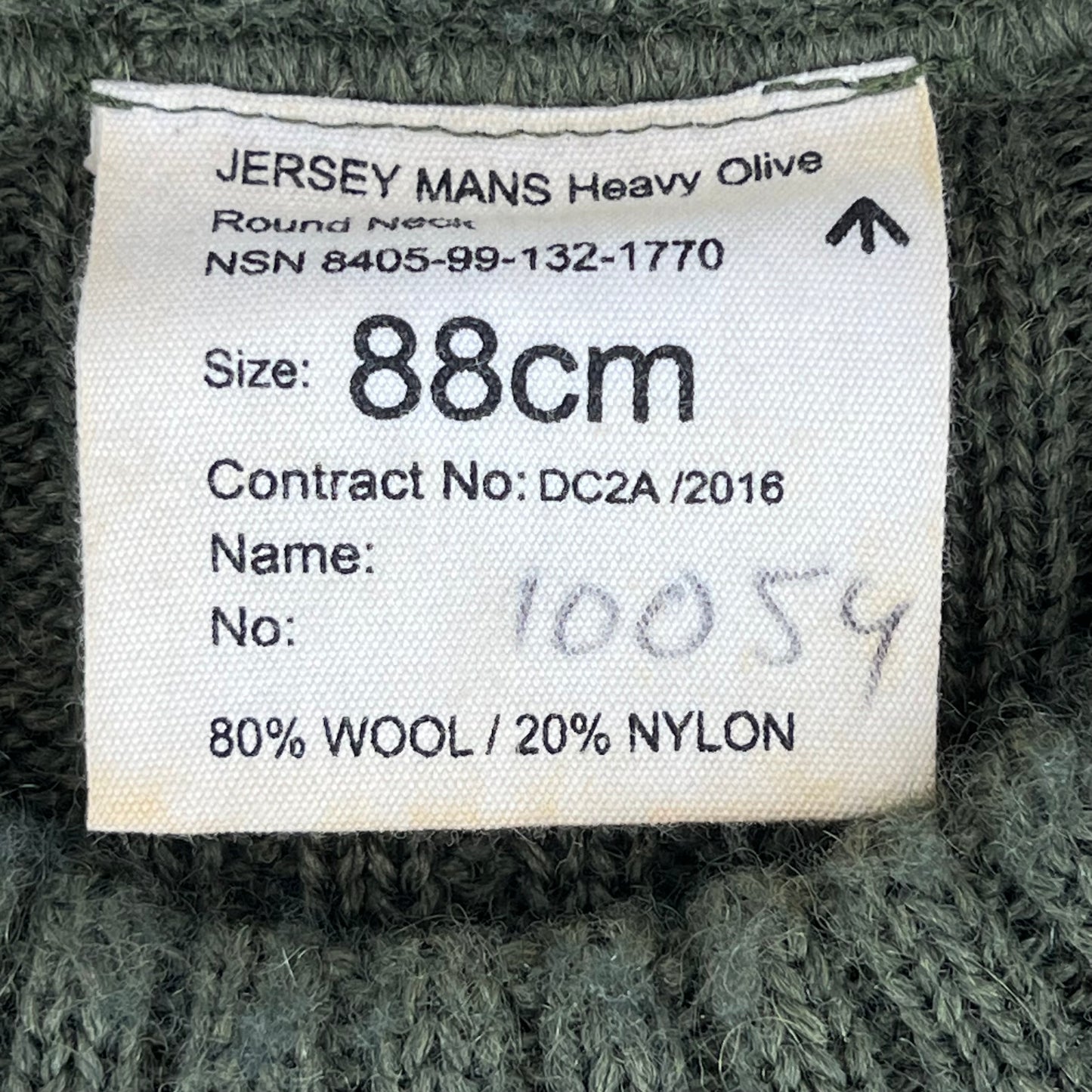 British Army Olive OG Utility Jersey Pullover Jumper - Small 88cm