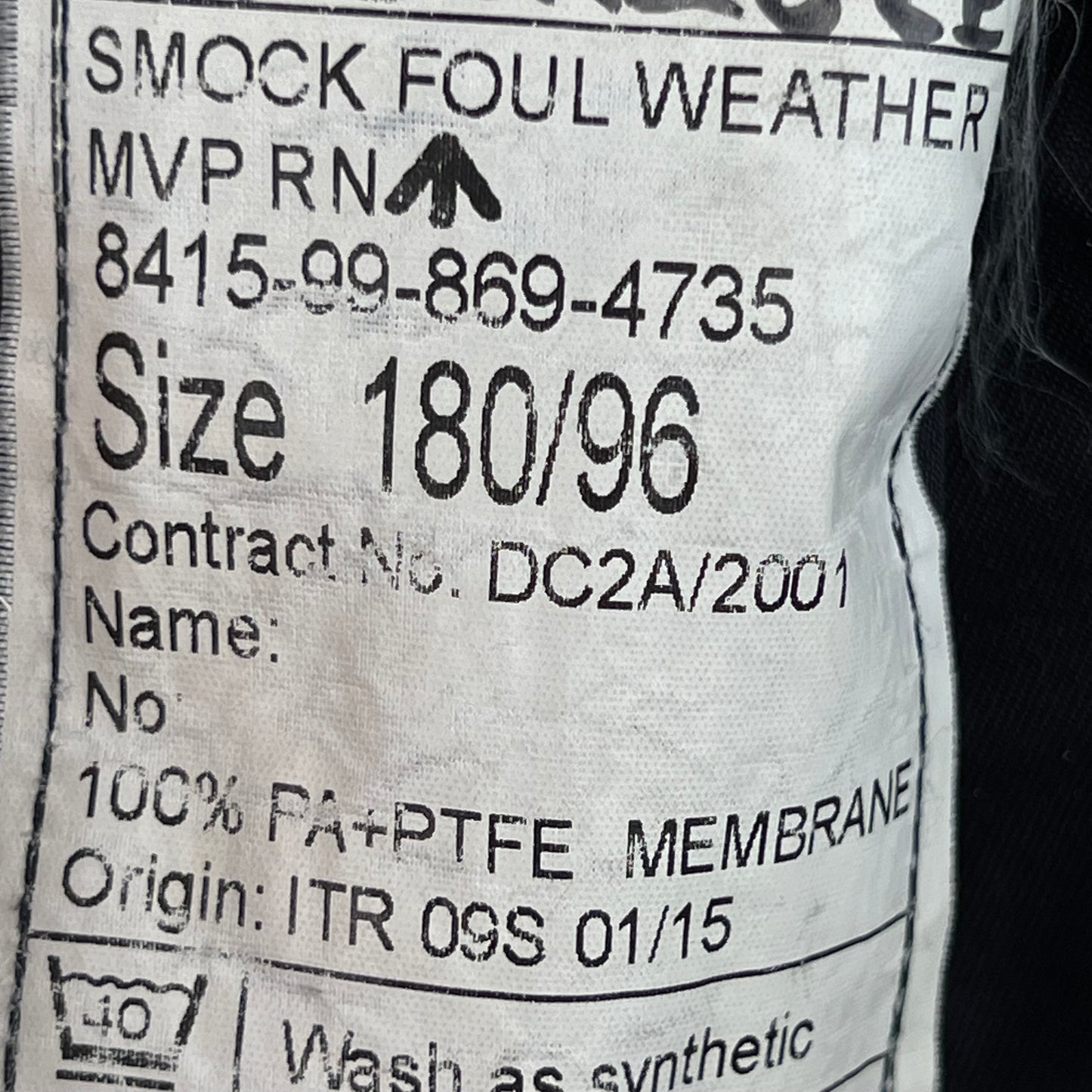 British Royal Navy Foul Weather MVP Smock - Medium 180/96