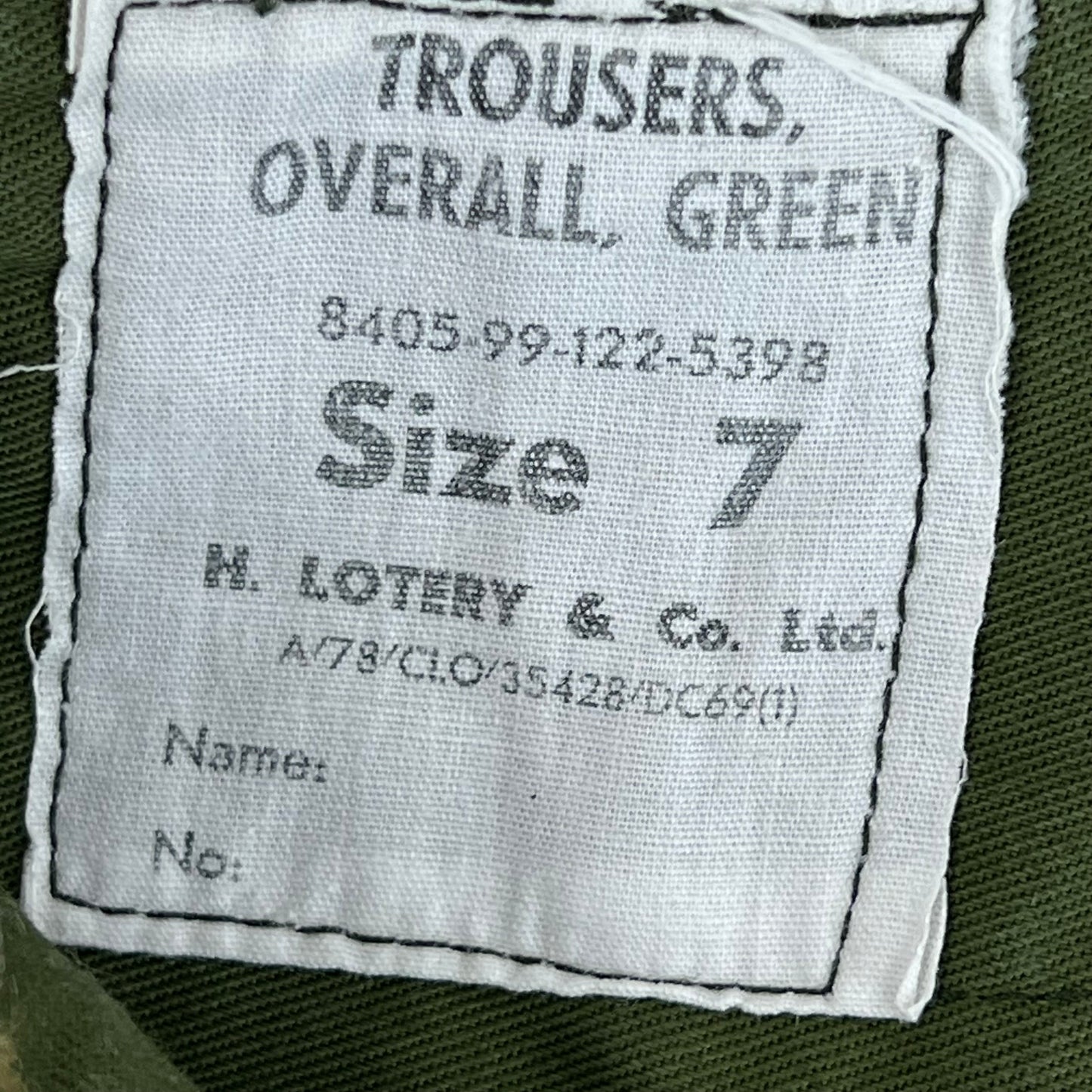 British Army 60s Olive Green Overall Trousers - W31 L33.5