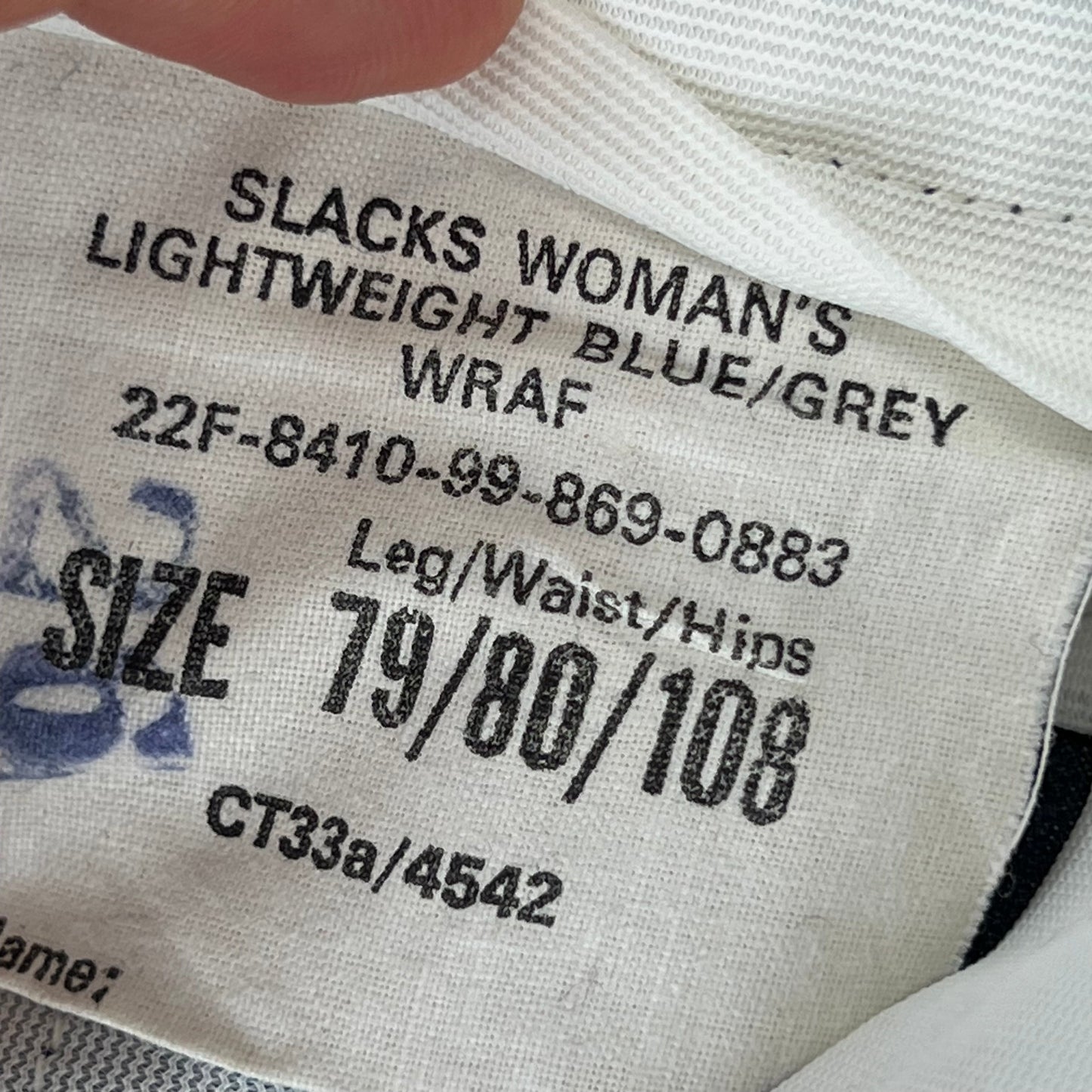 British RAF Women's 72 Pattern Lightweight Blue-Grey Dress Trousers - W30 L31