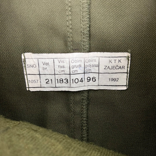 Yugoslav Army Genuine JNA M77 Olive Green Parka w/ Winter Liner - Medium