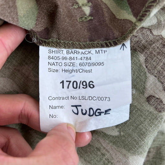 British Army MTP Camouflage Barracks Shirt w/ Patches - Medium 170/96
