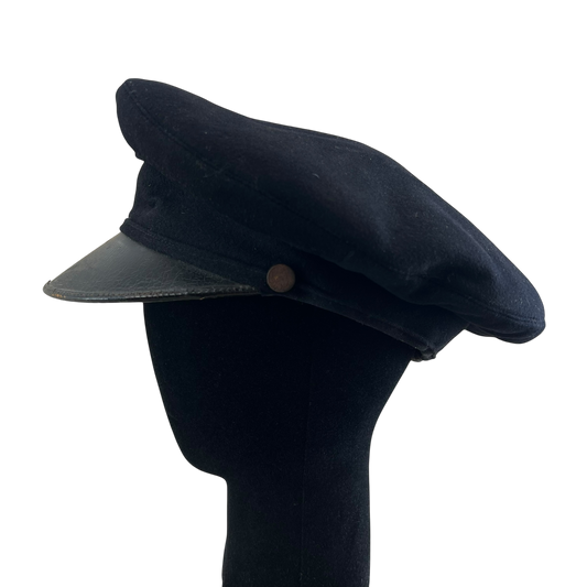 British Royal Navy 1940's Black Dress Cap - Medium