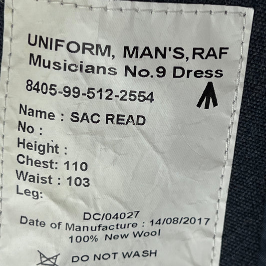 British Royal Air Force No 9 Musician's Dress Jacket - Large