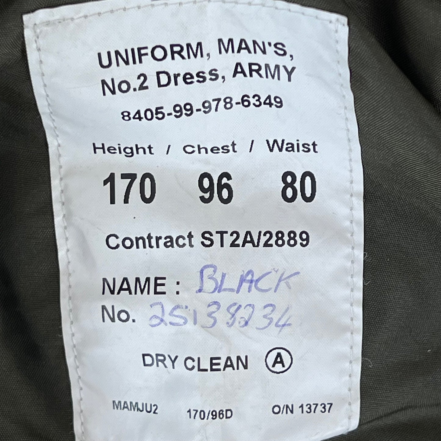 British Army 1980 Pattern No. 2 Olive Green Dress Jacket - RLC - Medium 170/96