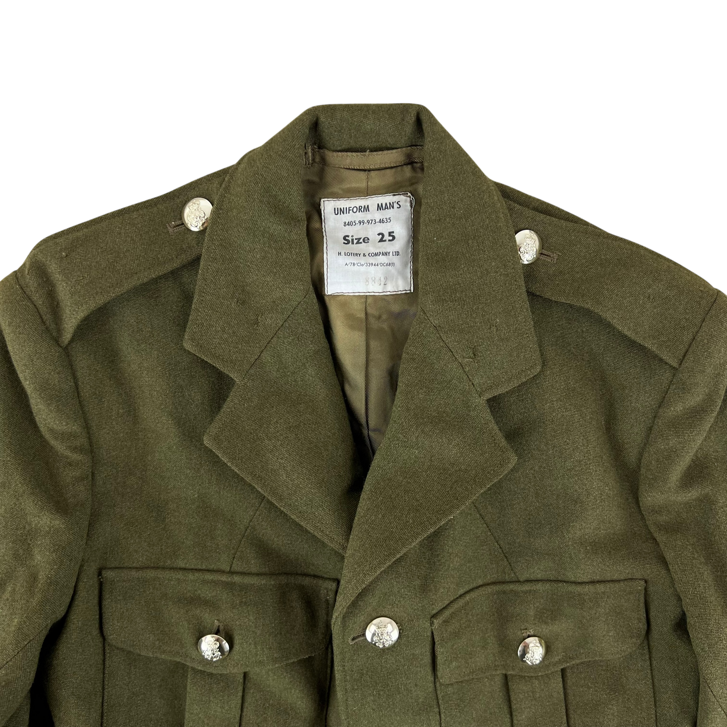 British Army 60s Pattern No. 2 Olive Green Dress Jacket - Yorkshire Volunteers - Small
