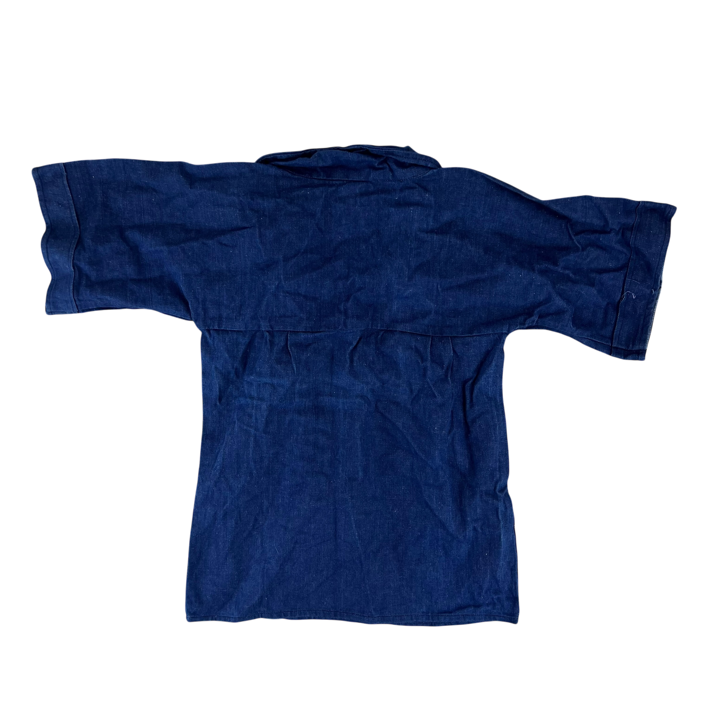 French Army Navy 70s Vintage Denim Pullover Top - Small