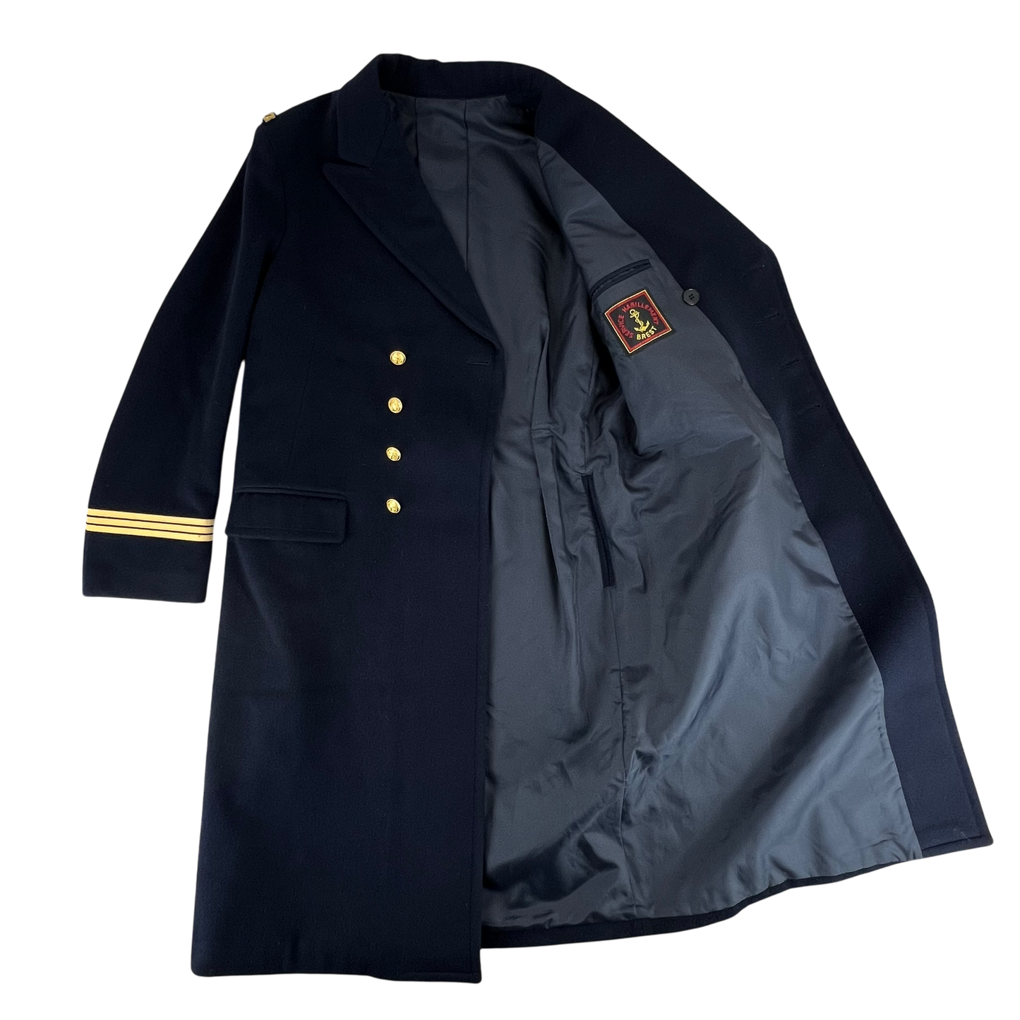 French Navy Black Greatcoat - Large