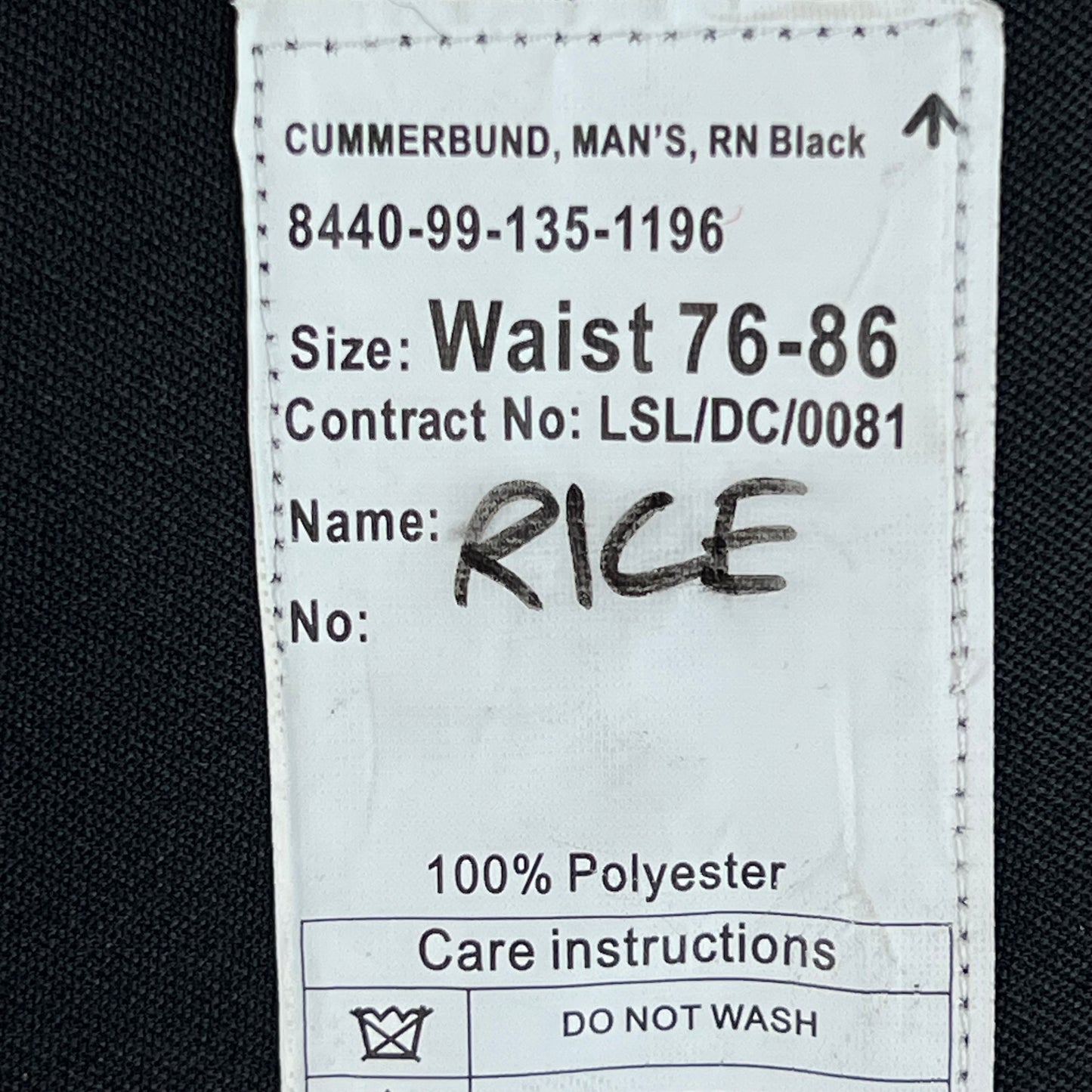 British Royal Navy Black Mess Dress Cummerbund - Small 76-86cm