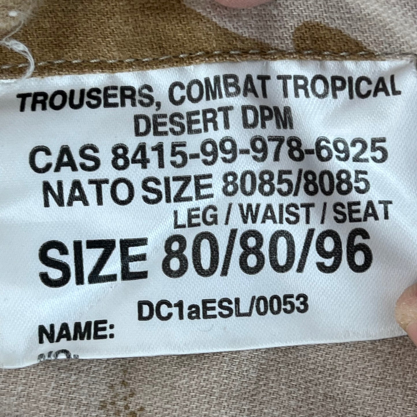 British Army Desert DPM Camouflage S95 Combat Trousers - W31 L31