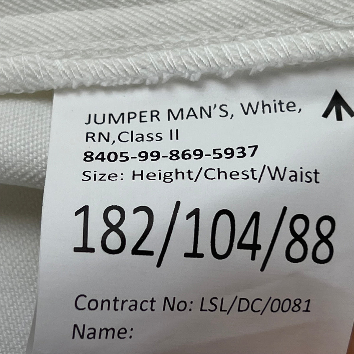 British Royal Navy Class II White Jumper Sailor's Top - Large 182/104
