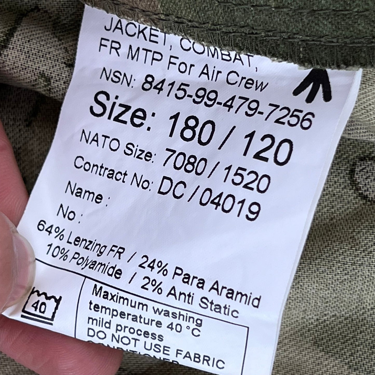 British RAF Aircrew MTP Camouflage FR Combat Jacket - X Large 180/120