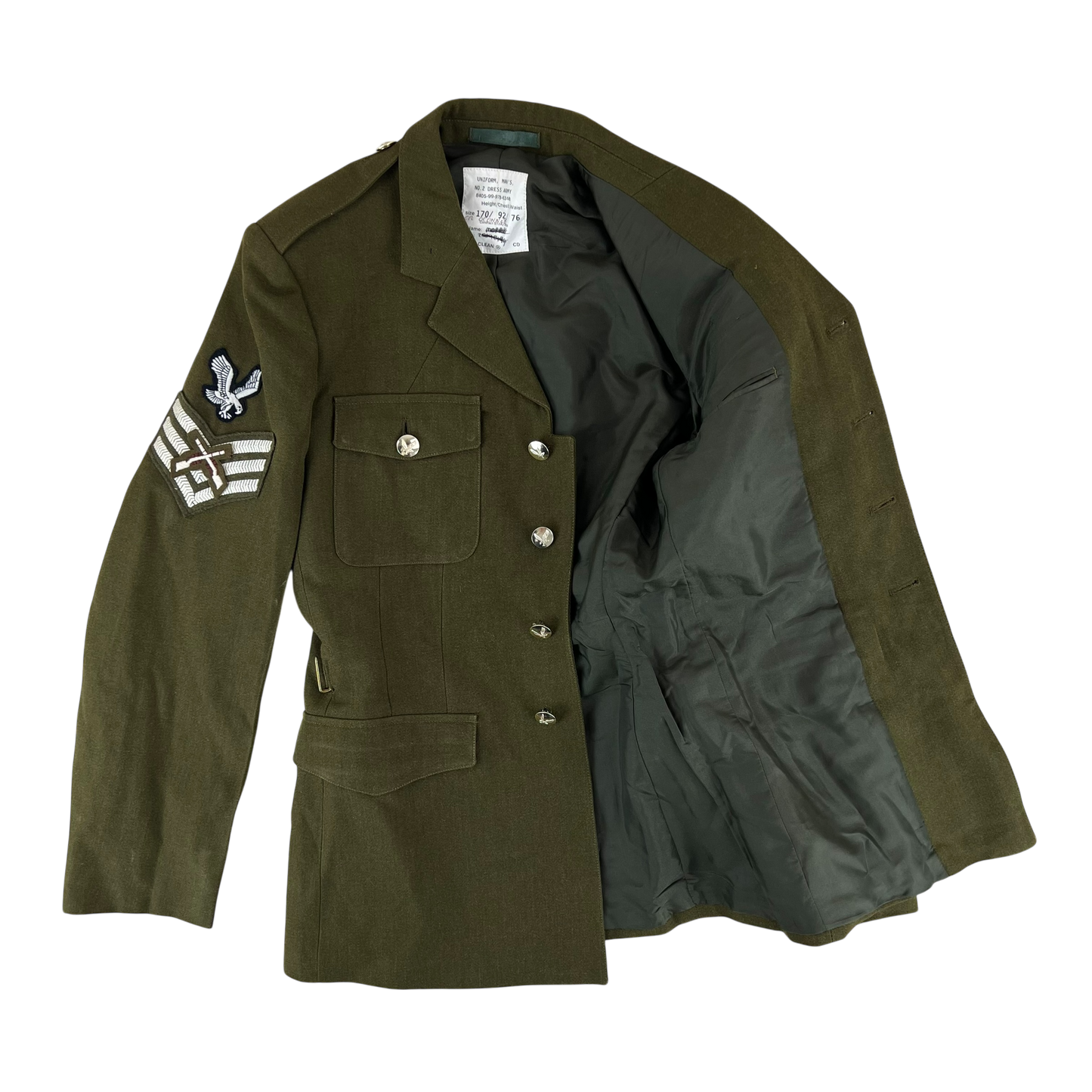 British Army 1980 Pattern No. 2 Olive Green Dress Jacket - Army Air Corps - Small 170/92