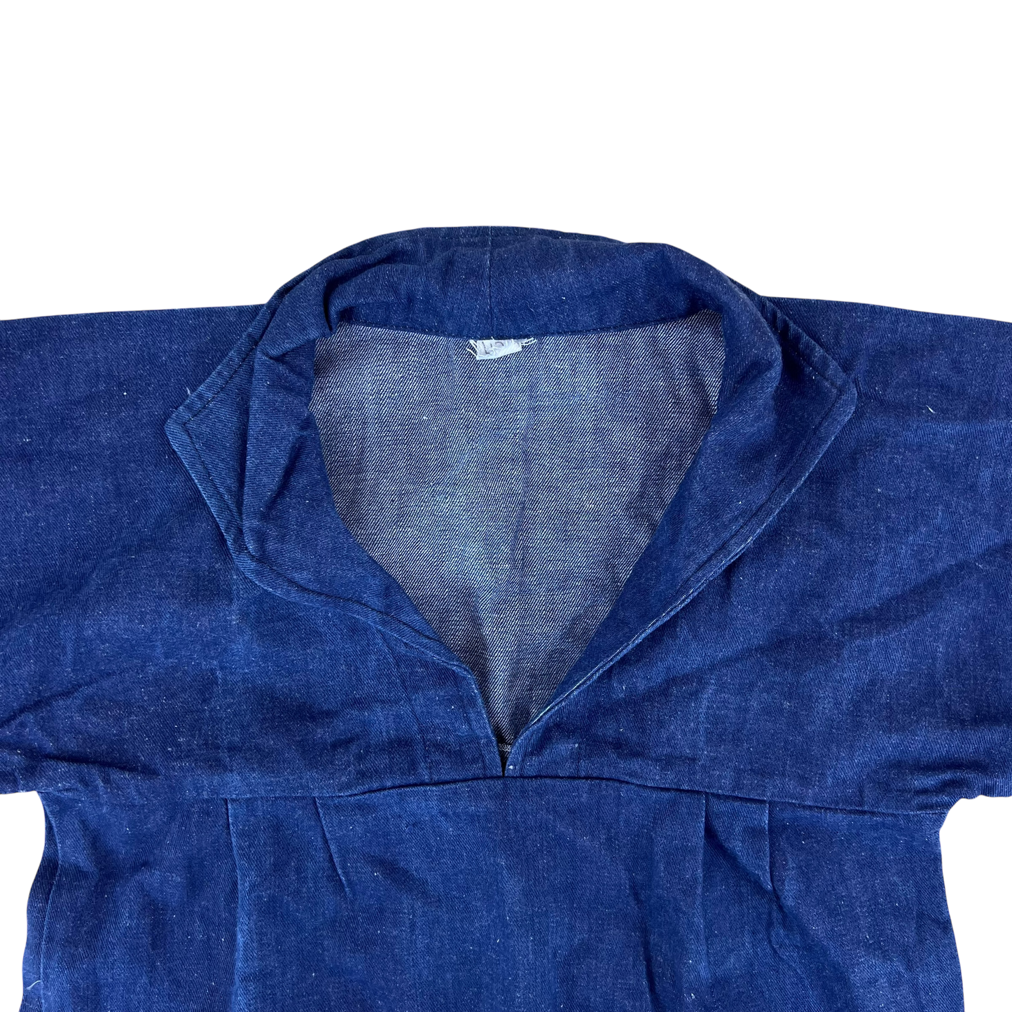 French Army Navy 70s Vintage Denim Pullover Top - Small