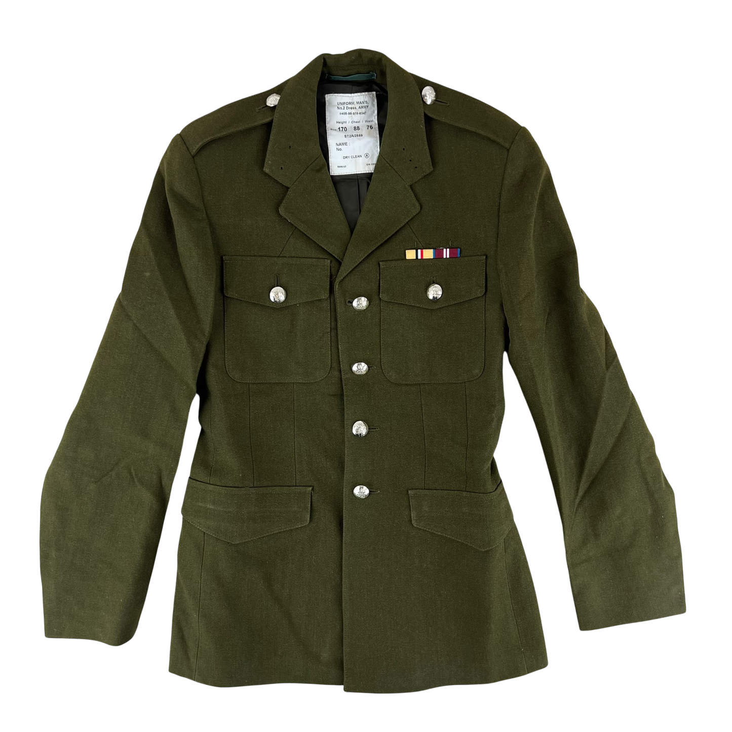 British Army 1980 Pattern No. 2 Olive Green Dress Jacket - 9th/12th Royal Lancers - Small 170/88