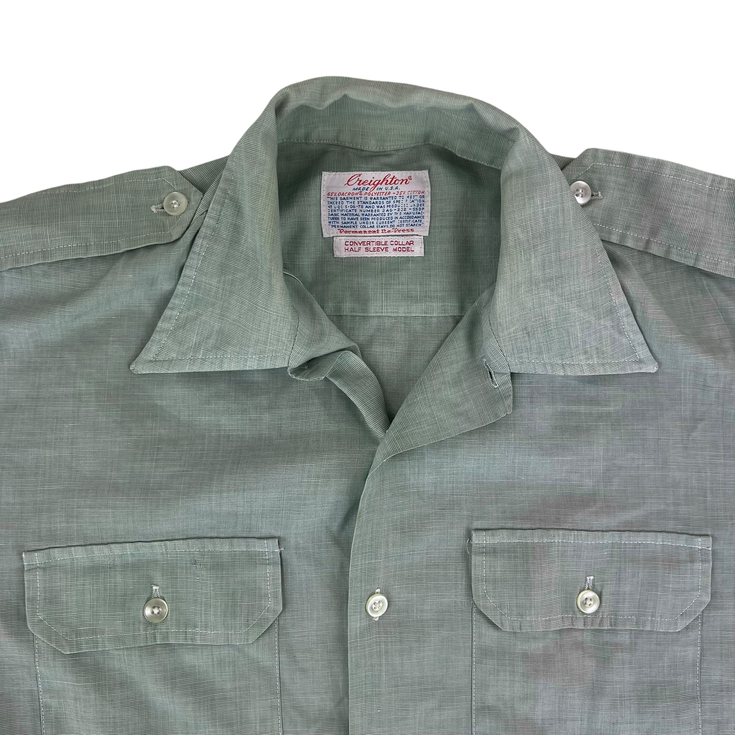 US Army 1970s Green Short Sleeve Shirt - Large