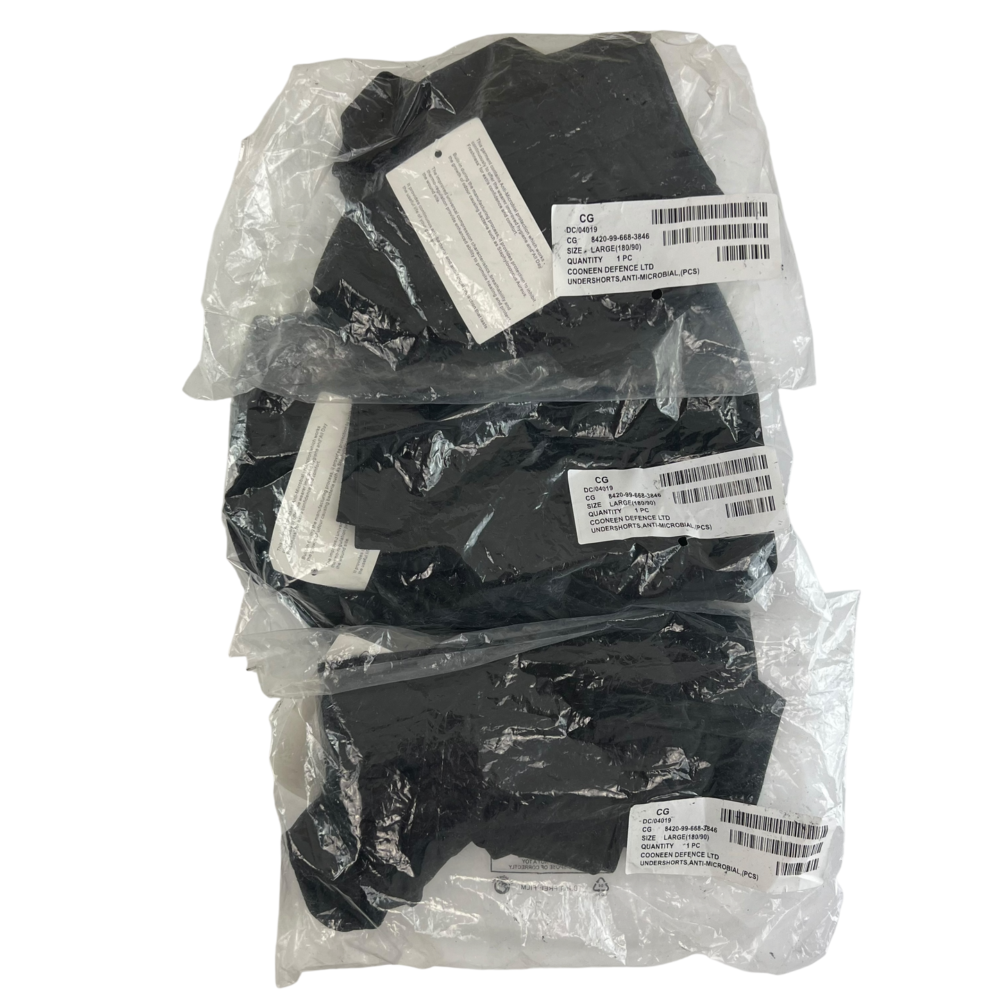 British Army Undershorts Anti-Microbial Black - 3 Pack - Large