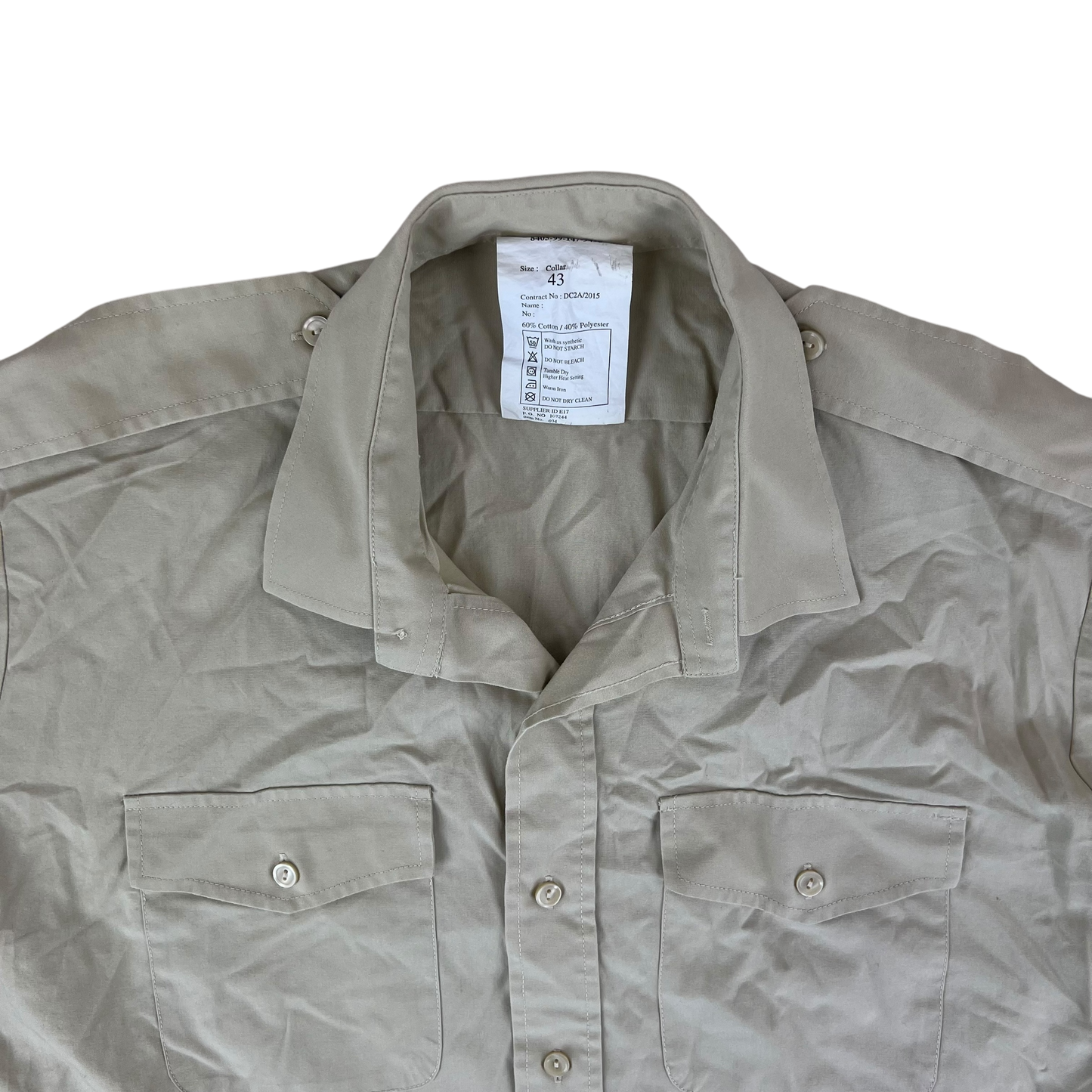 British Army Mens Fawn Shirt Short Sleeve - X Large C43