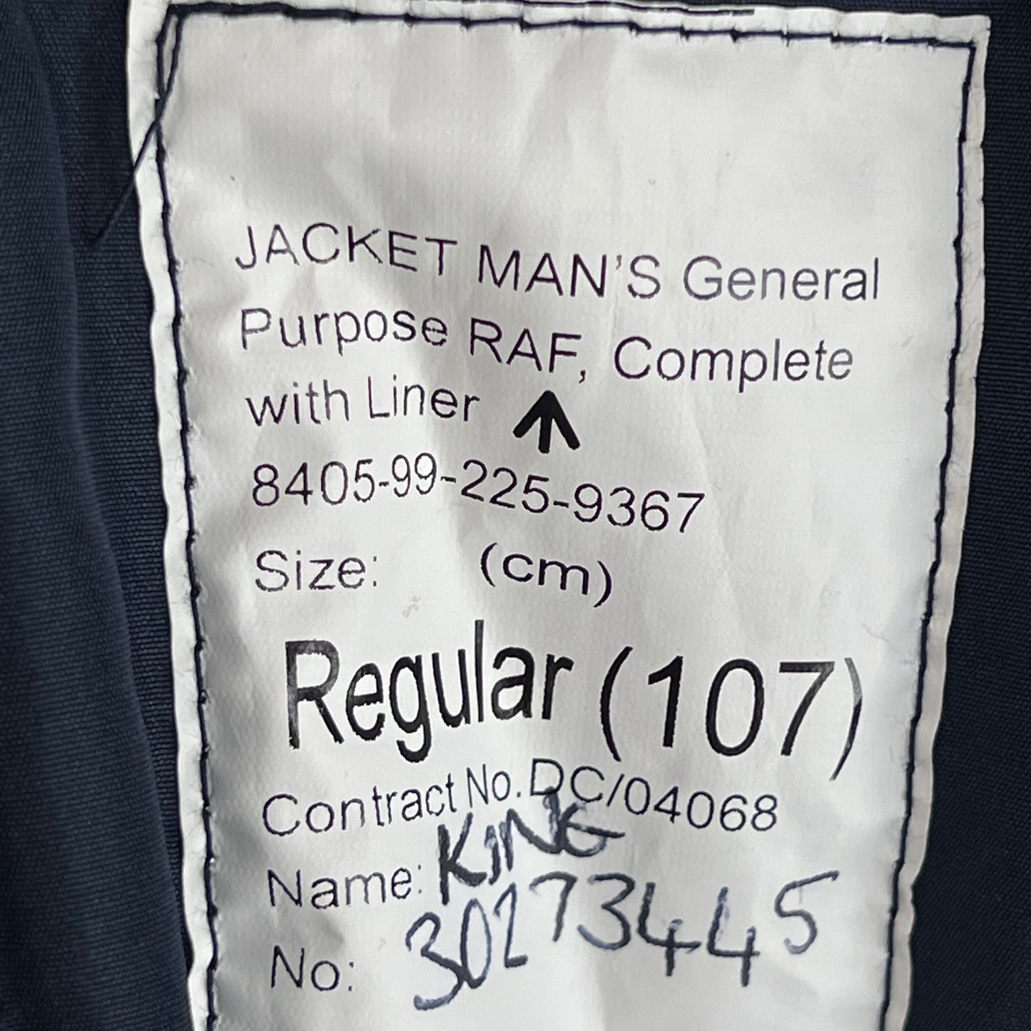 British RAF GP Bomber Jacket w/ Thermal Liner - Large 107R