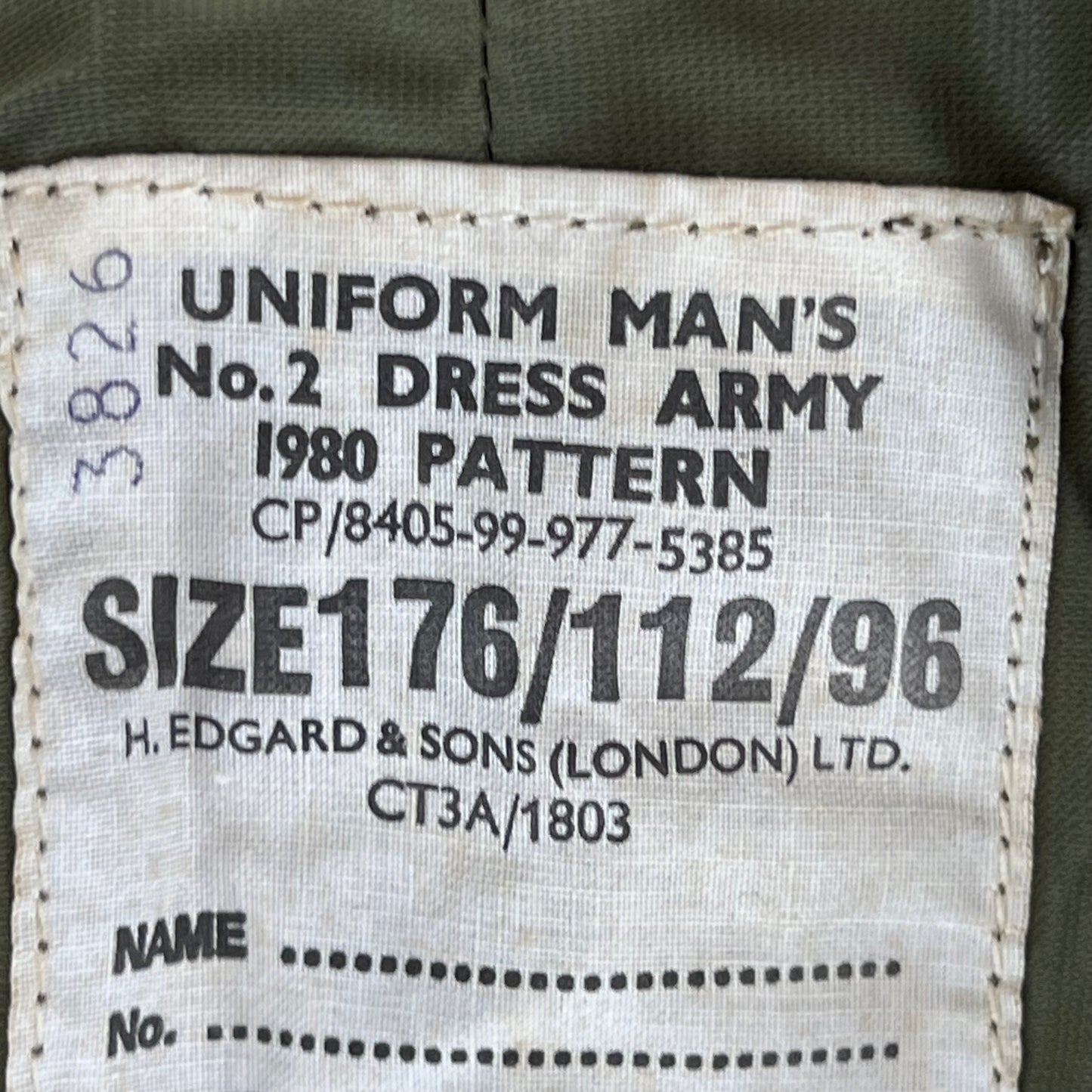 British Army 1980 Pattern No. 2 Olive Green Dress Jacket - Welsh Brigade - Large 176/112