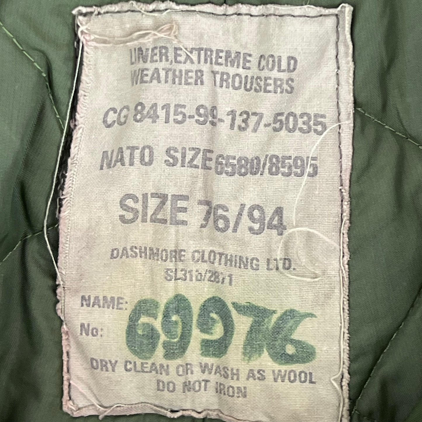 British Army Thermal Olive Green ECW Trousers - W34 L23