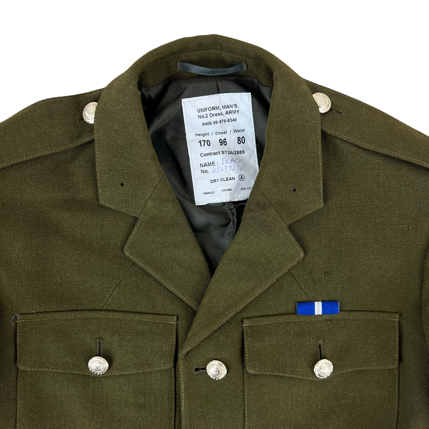 British Army 1980 Pattern No. 2 Olive Green Dress Jacket - RLC - Medium 170/96